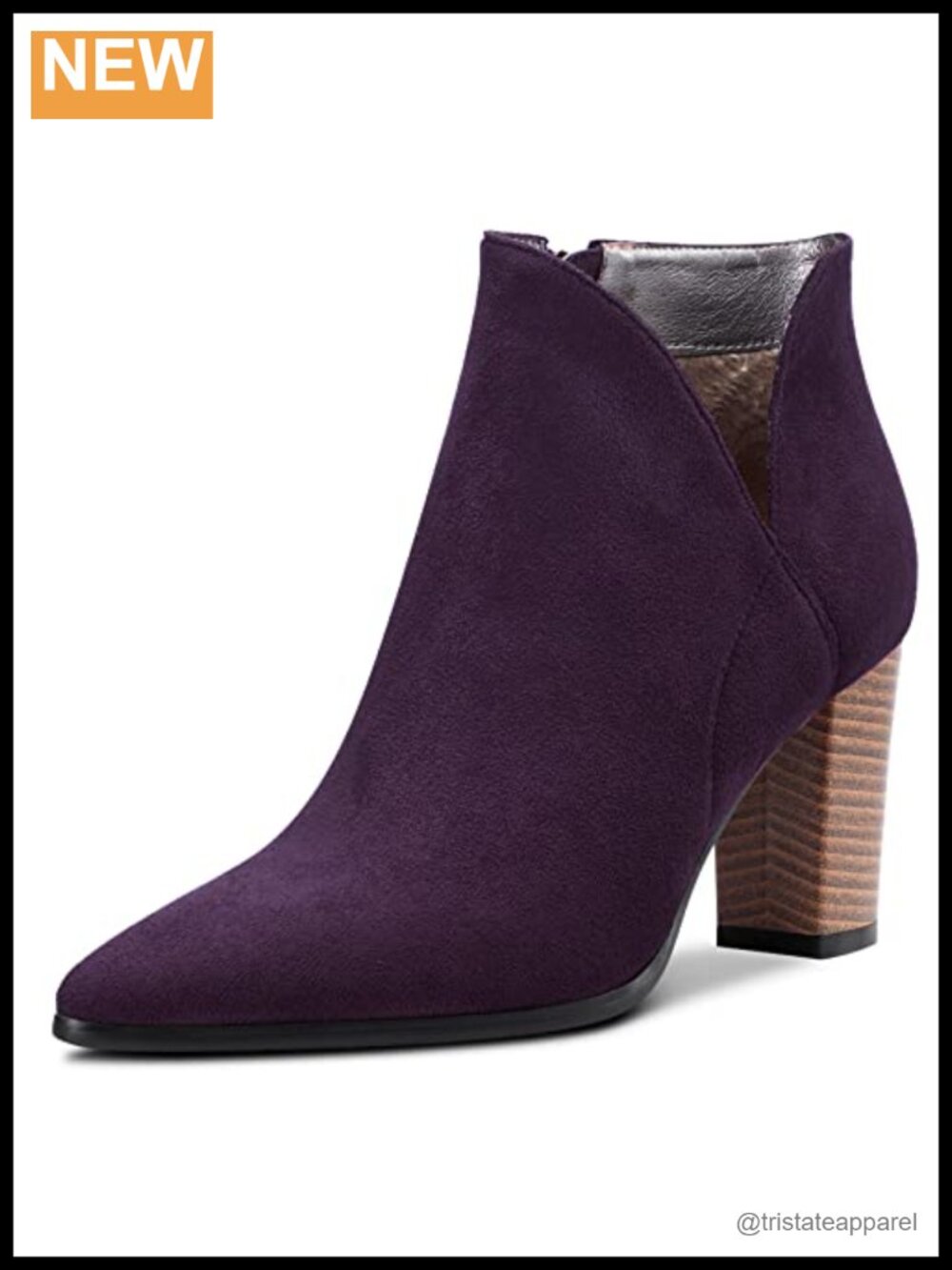 Women's Pointed Toe Block Heel Ankle Booties Chunky Heel Zipper Synthetic